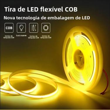 Imagem de Fitas LED COB 5M 10M 24V 12V 320LEDs/M 3000K 4000K 6000K Fita Flexível