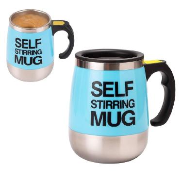 Imagem de Caneca Mixer Automatica Copo Liquidificador Eletrico Misturador De Bebidas Portatil Trabalho Academia Azul