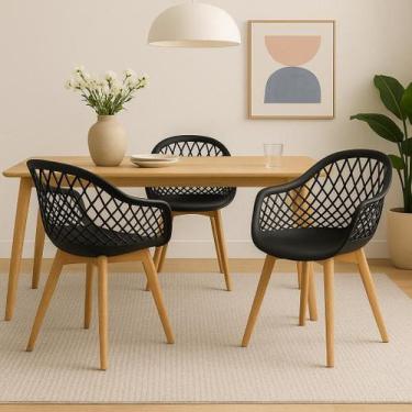 Imagem de Kit 3 Cadeiras de jantar Empório Tiffany Web Pé Wood - Lar Textil, Pre