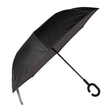Imagem de Guarda Chuva Invertido Tecido Duplo Preto com Cinza Mor