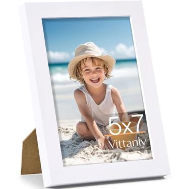 Imagem de Vittanly Porta-retrato 12 x 18 cm, feito de madeira maciça e acrílico inquebrável, moldura de madeira para montagem na parede ou exibição de mesa, moldura para decoração de casa com suporte, branca, 1