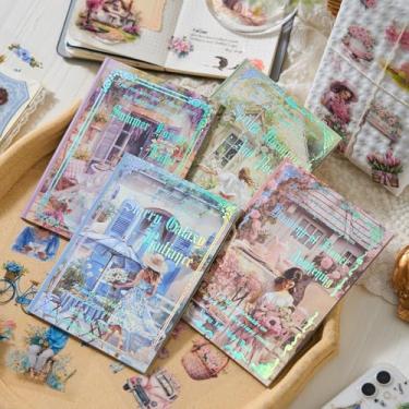 Imagem de Livro de adesivos estéticos vintage para diário - 20 folhas transparentes PET preto celestial antiquário conjunto de decalques para arte bala planejadores de diário de lixo DIY álbum de colagem