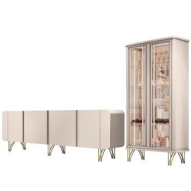 Imagem de Kit Aparador Buffet Bar Living Santiago Com Cristaleira Adega Síria B0