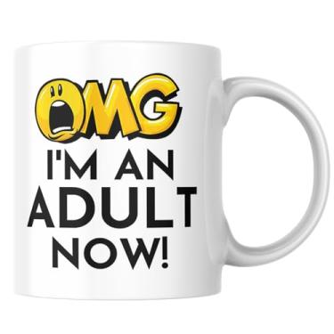 Imagem de Babimarkeebei Caneca I'm An Adult Now de 325 ml - Caneca de café divertida para adultos para presentes de formatura, presentes de aniversário, caneca de cerâmica branca com texto em negrito, perfeita