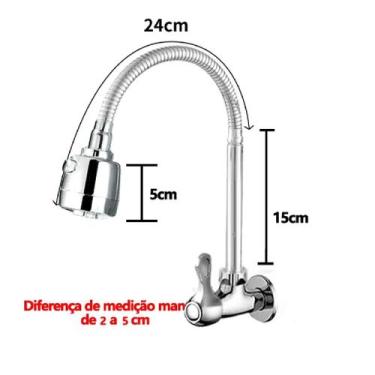 Imagem de Torneira Gourmet de Parede Inox Cozinha - oem, Prateado.(Em paredes)