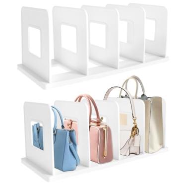 Imagem de Organizador de bolsa ajustável para armários, 2 peças de armazenamento de bolsa que economiza espaço, divisórias de prateleira, organizadores de bolsa para armários, divisórias de bolsa para