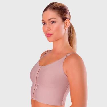 Imagem de Sutiã Pós-cirúrgico Emana Alça Fina Longo Modelle Skin, G, Marrom-clar