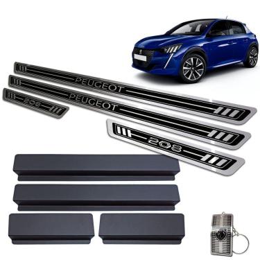 Imagem de Soleira Aço Inox Peugeot 208 2021 Preto Alto Relevo