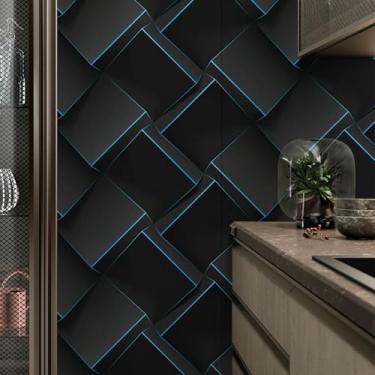 Imagem de ESSMOKO Papel de parede Future Technology Sense PVC autoadesivo impermeável quarto sala de estar papel de parede móveis adesivo preto 45 * 500 cm