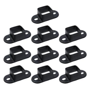 Imagem de FarBoat Pacote com 10 bases de postes quadradas pretas com 3 x 3 cm de espessura, base de âncora de poste de cerca de aço para montagem em deck e suporte de concreto de madeira