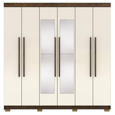 Imagem de Guarda Roupa Casal 6 Portas 2G Espelho 218 cm Imbuia Champanhe VLR