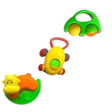 Imagem de Kit Com 3 Peças chocalho para bebê com barulho primeira infancia prese