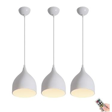 Imagem de Luminária pendente sem fio operada por bateria com controle remoto Luminária de teto suspensa moderna para cozinha, ilha, sala de jantar, sala de estar, lustre de fazenda, sem necessidade de