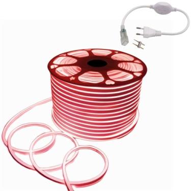 Imagem de Mangueira LED Neon 50m 5050 Fita Externa IP44 Natal + Tomada 110v/220v (Vermelho, 50m - 220v)
