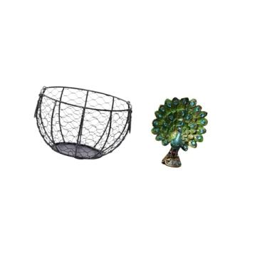 Imagem de Fenteer Escultura Elegante de Cesta de Arame de Ferro para de Cozinha, Banheiro, Quarto, Escritório, Sala de Estar, Estante, Decoração de Casa, Armaze