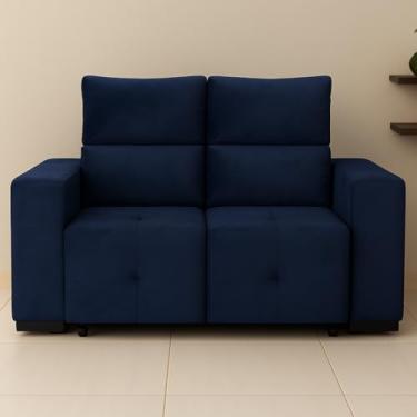 Imagem de Sofá Retrátil Reclinável 2 Lugares 140 CM Cancun em Veludo Pavia Diversas Cores Sala Estar Elegante - AV (AZUL)