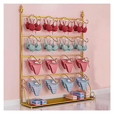 Imagem de CUTPOIY Rack de vestuário de metal para shopping center, suporte de exibição de calcinhas/sutiãs/regatas, prateleira suspensa de roupa íntima de grande capacidade, com 16 ganchos (cor: branco, tamanho