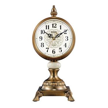 Imagem de Relógio de mesa retrô europeu relógio de cornija vintage relógio de mesa com balanço para escritório decoração de casa presente operado por bateria F (A) (U)