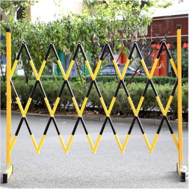 Imagem de Barricada De Tráfego Retrátil, Cerca De Entrada De Automóveis De Pistas Ajustáveis, Portão De Tesoura Portátil Dobrável Para Escolas De Estrada, Shoppings De Estradas, Yellow, 1.2x7m