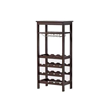 Imagem de Suporte de garrafa de vinho de bancada rack de vinho nórdico de madeira não processada prateleira de chão sala de estar armário de vinho rack de armazenamento vertical com suporte de copo pendurado