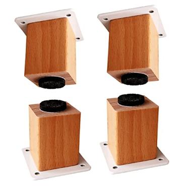 Imagem de Conjunto de 4 pernas de móveis de madeira maciça, pernas de sofá de substituição, pés de mesa quadrados de faia, pernas de cama, pernas de poltrona, pernas de armário de TV, para penteadeira, mesa de