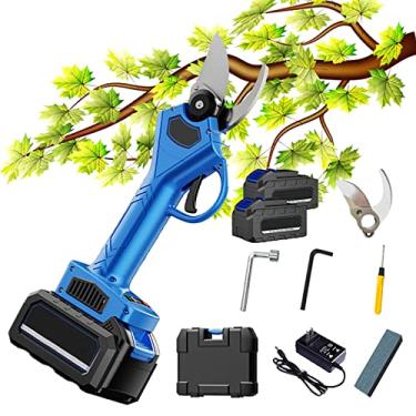 Imagem de Tesoura de poda elétrica Tesoura de poda profissional sem escova sem fio Podador de galhos de árvores alimentado por bateria Ferramenta de tesoura de galhos duráveis com motor sem escova de 2 pacote