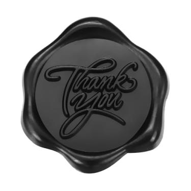 Imagem de Yoption Adesivos de lacre de cera Thank You, pacote com 50 adesivos autoadesivos pretos para convite de casamento, festa, Natal, envelope, embrulho de presente