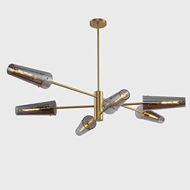 Imagem de YQSLQZZ Lustre de vidro pós-moderno, luminária de teto semi-embutida com luminária de teto Sputnik ajustável em altura, para sala de estar quarto