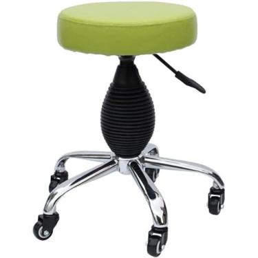 Imagem de WYUYIWH Banqueta com rodinhas com rodas banco de salão de beleza confortável assento redondo altura ajustável cadeira resistente dedicação altruísta