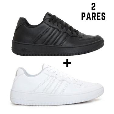 Imagem de Kit 2 Pares de Tenis Atikkos Fine Casual, Ak bco, Ak pto, 43
