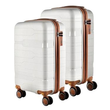 Imagem de Kit Mala 23Kg + Mala 10Kg Polipropileno Inquebrável Branca