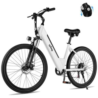 Imagem de E-bike Urbana Qlife Cityone ST Step-Thru, Bateria 36V UL2849, 7 Velocidades, Pneus 26"x2,1", Suspensão Frontal, Branca