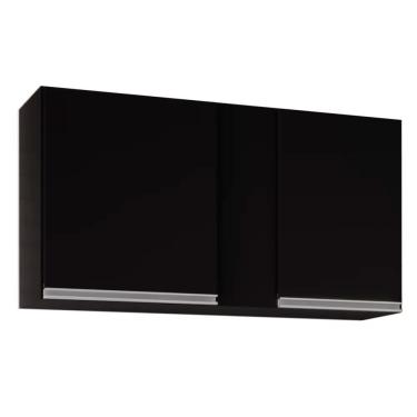 Imagem de Armário Aéreo de Cozinha Lavanderia 02 Portas Agata Preto 100 Cm - D'Rossi