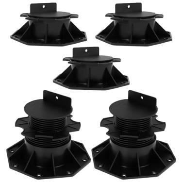 Imagem de KM 5 Pedestais de suporte de deck ajustável em altura base de suporte de elevação de piso de plástico conjunto de rolamentos de elevação de piso resistente para madeira WPC alumínio QUWUMGD (60-140 mm
