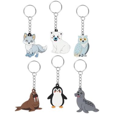 Imagem de JUNEBRUSHS 30Pcs Polar Animals Silicone Keychains Penguin Seal Arctic Fox Key Chains for Winter Holiday Polar Themed Party Goodie Bags Supplies（6 Styles）