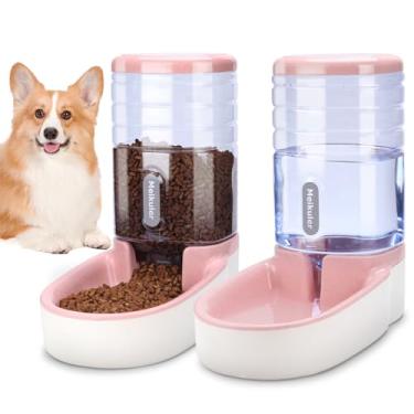 Imagem de Meipire Alimentador automático para animais de estimação, 3,8 L, conjunto de alimentador de comida e dispensador de água para cães pequenos e grandes, gatos e animais de estimação (rosa)