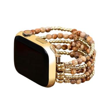 Imagem de Cape Diablo Pulseira feminina para relógio inteligente - pulseira de pedra preciosa feita à mão - compatível com Apple Faces pequenas de 38 mm-45 mm - serve para pulsos de 14,5 a 16,8 cm, grande -