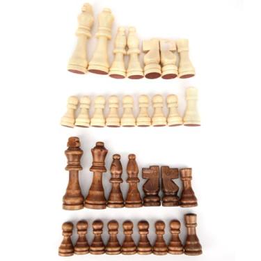 Imagem de GLOGLOW King Figuras Jogo de Xadrez 32pcs Peças de Xadrez de Madeira, de Estilo Staunton Artesanal, Perfeito para Interação Pai-filho e Jogos Com Dimensões para Crianças e Adultos