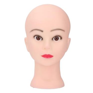 Imagem de Cabeça de manequim careca, peruca profissional de PVC, cabeça de exibição com globos oculares 3D para treinamento de maquiagem, prática de massagem, modelo de beleza, cabeça