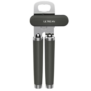 Imagem de Ultrean Abridor de latas manual, abridor de latas manual de borda lisa de aço inoxidável resistente com alça de toque suave, à prova de ferrugem, botão portátil de giro fácil de grandes dimensões