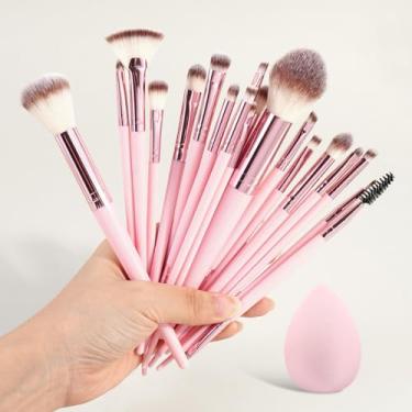 Imagem de Conjunto de pincéis de maquiagem de 20 peças com 1 esponja de beleza - ideal para maquiagem diária e ocasiões especiais
