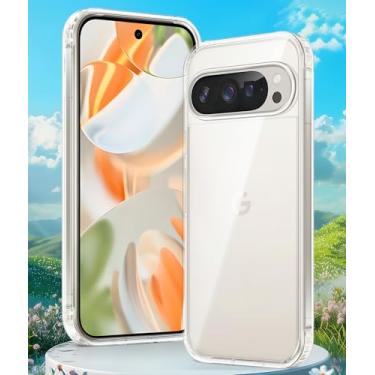 Imagem de Capa para Google Pixel 10 Pro XL/Pixel 9 Pro XL: Suporte para carregamento sem fio, proteção contra quedas de nível militar, capa de celular antiamarelamento - resistente e durável à prova de choque