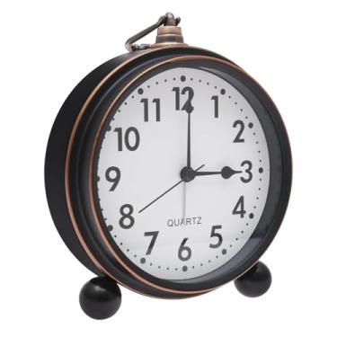 Imagem de Tcwhniev Despertador vintage, operado por bateria de 12,7 cm, relógio retrô silencioso de metal sem tique-taque com luz noturna para quarto, casa, estante, mesa de cabeceira, decoração