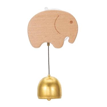 Imagem de Sino de lojista, campainha de porta de madeira para pendurar campainha de porta campainha de metal animal com ventosa para abertura de porta de negócios ao entrar na decoração, elefante