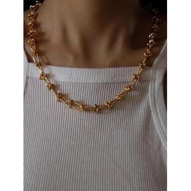 Imagem de Colares de arame farpado punk rock banhado a ouro corrente grossa clavícula hip hop colares moda gótica legal joia geométrica festa aniversário dia dos namorados presente para homens mulheres amigos