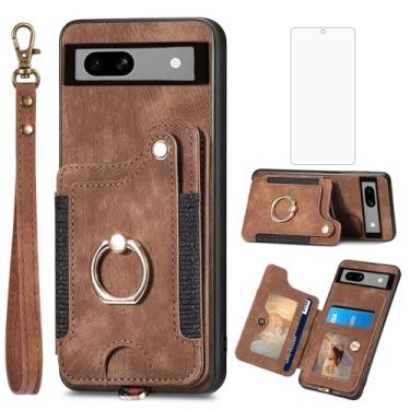 Imagem de Asuwish Capa de telefone para Google Pixel 7A 5G 2023 capa carteira com protetor de tela de vidro temperado e alça de pulso RFID suporte para cartão de crédito anel acessórios para celular Pixel7A A7