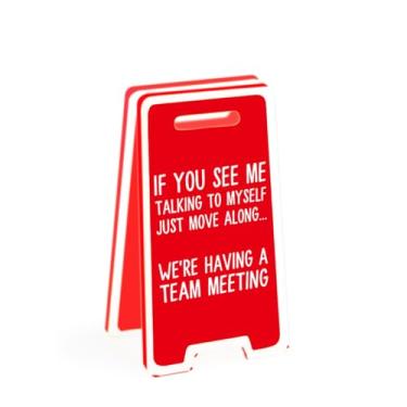 Imagem de Porta-notas adesivas engraçadas para escritório, decoração de cubículo, If You See Me Talking To Myself We're Having a Team Meeting, presente de mordaça de escritório de equipe para colega de trabalho