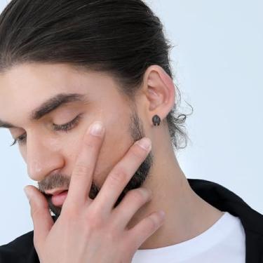 Imagem de Brincos masculinos retrô punk espartano capacete máscara de capacete, One Size, Aço inoxidável, Sem pedra preciosa