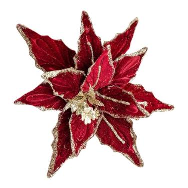 Imagem de IEUDNS Decoração de flores de Natal, enfeite de simulação de guirlanda, centro de mesa de Natal, flor, Vermelho