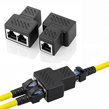 Imagem de Aoiutrn Adaptador divisor RJ45, conector de rede USB 1 para 2, soquete Ethernet LAN dupla 8P8C, cabo de plugue extensor para Cat5, Cat5e, Cat6, Cat7